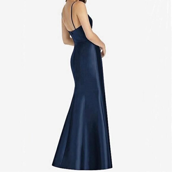 NWT Alfred Sung Midnight Navy Spaghetti Strap Mermaid Dress Size 18 - Picture 2 of 10